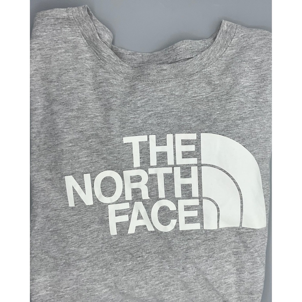 The North Face Womens Heather Gray White Logo Long Sleeve T-Shirt XL